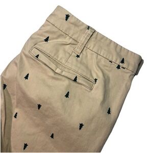 J Crew High Rise Girlfriend Chino Pants Women Sz 12 Christmas Tree Print Khaki
